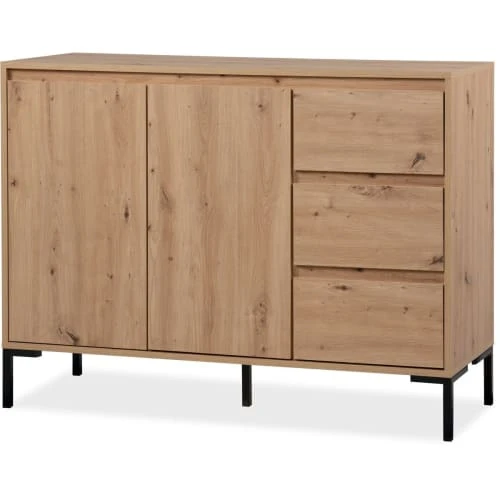 HOMIFAB Buffet 2 Portes 3 Tiroirs Effet Chêne 120 Cm 6 HOMIFAB Buffet 2 Portes 3 Tiroirs Effet Chêne 120 Cm – Image 6