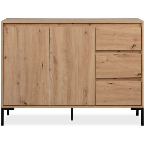 HOMIFAB Buffet 2 Portes 3 Tiroirs Effet Chêne 120 Cm 1 HOMIFAB Buffet 2 Portes 3 Tiroirs Effet Chêne 120 Cm