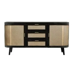 Rendez Vous Déco Buffet 2 Portes 3 Tiroirs En Bois De Manguier Et Cannage