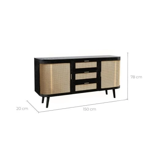 Rendez Vous Déco Buffet 2 Portes 3 Tiroirs En Bois De Manguier Et Cannage 4 Rendez Vous Déco Buffet 2 Portes 3 Tiroirs En Bois De Manguier Et Cannage – Image 4