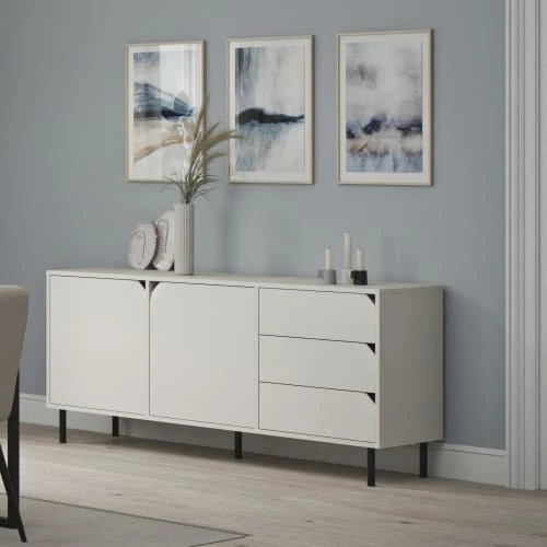 Tenzo Buffet 2 Portes 3 Tiroirs En Bois L177cm Blanc Cassé 2 Tenzo Buffet 2 Portes 3 Tiroirs En Bois L177cm Blanc Cassé – Image 2