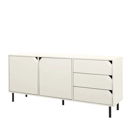 Tenzo Buffet 2 Portes 3 Tiroirs En Bois L177cm Blanc Cassé 3 Tenzo Buffet 2 Portes 3 Tiroirs En Bois L177cm Blanc Cassé – Image 3