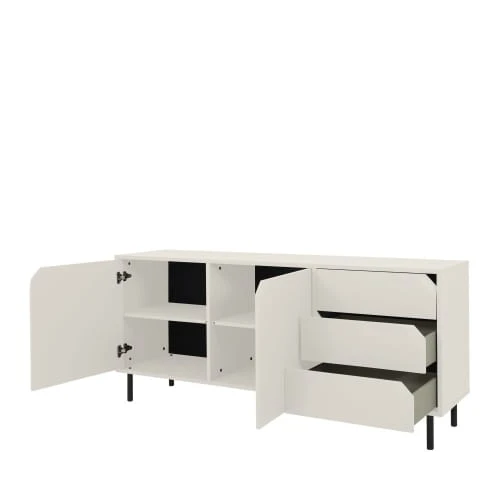 Tenzo Buffet 2 Portes 3 Tiroirs En Bois L177cm Blanc Cassé 5 Tenzo Buffet 2 Portes 3 Tiroirs En Bois L177cm Blanc Cassé – Image 5