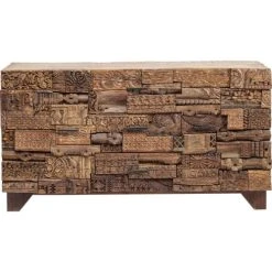Kare Design Buffet 2 Portes 3 Tiroirs En Manguier Massif