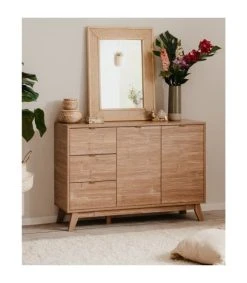 CALICOSY Buffet 2 Portes 3 Tiroirs Et 1 étagère - L120 Cm - Marron -Boutique Maisons du Monde buffet 2 portes 3 tiroirs et 1 etagere l120 cm marron 2