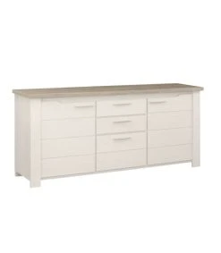 CALICOSY Buffet 2 Portes 3 Tiroirs L200cm - Blanc