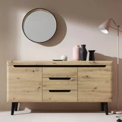Alternative view of Petits Meubles Buffet 2 Portes 3 Tiroirs Naturel Et Noir