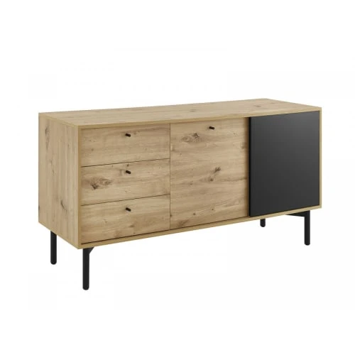 Petits Meubles Buffet 2 Portes 3 Tiroirs Naturel Et Noir 1 Petits Meubles Buffet 2 Portes 3 Tiroirs Naturel Et Noir