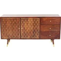 Kare Design Buffet 2 Portes 3 Tiroirs Rétro En Manguier Massif