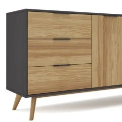 HOMIFAB Buffet 2 Portes 3 Tirois En Pin Massif / Noir 140 Cm -Boutique Maisons du Monde buffet 2 portes 3 tirois en pin massif noir 140 cm 2