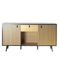 CALICOSY Buffet 2 Portes Avec Motif Chevron L150cm - Marron