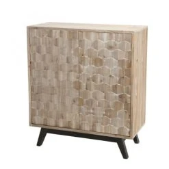 MACABANE Buffet 2 Portes Beige Pieds En Sapin Noir