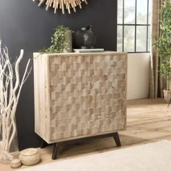 MACABANE Buffet 2 Portes Beige Pieds En Sapin Noir -Boutique Maisons du Monde buffet 2 portes beige pieds en sapin noir 3