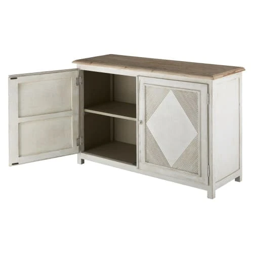 Maisons Du Monde Buffet 2 Portes Blanc Et Gris Clair 2 Maisons Du Monde Buffet 2 Portes Blanc Et Gris Clair – Image 2