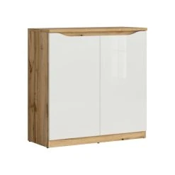 Petits Meubles Buffet 2 Portes Blanc Et Naturel