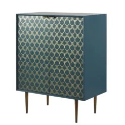 Boutique Maisons du Monde -Boutique Maisons du Monde buffet 2 portes bleu turquoise motifs graphiques dores 1000 15 17 187100 2