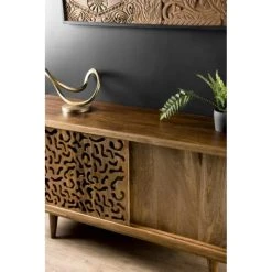 MACABANE Buffet 2 Portes Coulissantes 1 étagère En Manguier 8 MACABANE Buffet 2 Portes Coulissantes 1 étagère En Manguier -Boutique Maisons du Monde buffet 2 portes coulissantes 1 etagere en manguier 2