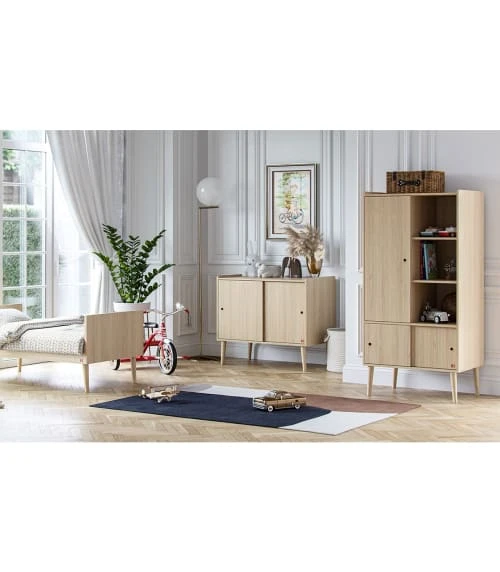 CALICOSY Buffet 2 Portes Coulissantes L100 Cm - Décor Chêne 2 CALICOSY Buffet 2 Portes Coulissantes L100 Cm - Décor Chêne – Image 2