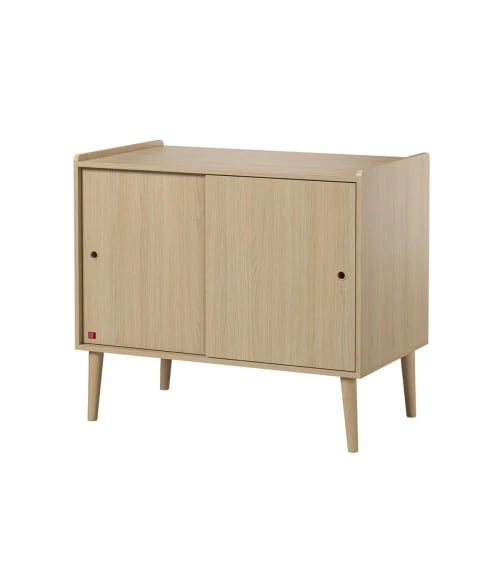 CALICOSY Buffet 2 Portes Coulissantes L100 Cm - Décor Chêne 4 CALICOSY Buffet 2 Portes Coulissantes L100 Cm - Décor Chêne – Image 4