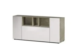 Dmora Buffet 2 Portes Effet Bois Blanc Et Chêne