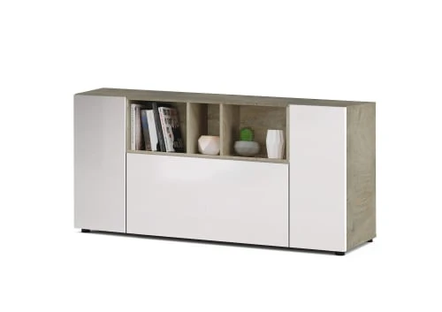 Dmora Buffet 2 Portes Effet Bois Blanc Et Chêne 5 Dmora Buffet 2 Portes Effet Bois Blanc Et Chêne – Image 5