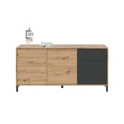 Dmora Buffet 2 Portes Effet Bois Chêne Et Anthracite 10 Dmora Buffet 2 Portes Effet Bois Chêne Et Anthracite -Boutique Maisons du Monde buffet 2 portes effet bois chene et anthracite 4