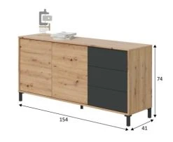 Dmora Buffet 2 Portes Effet Bois Chêne Et Anthracite 11 Dmora Buffet 2 Portes Effet Bois Chêne Et Anthracite -Boutique Maisons du Monde buffet 2 portes effet bois chene et anthracite 5