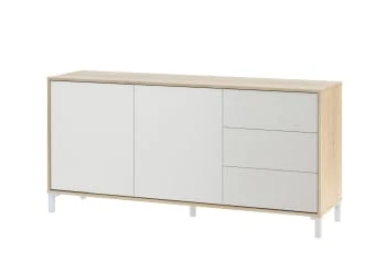Dmora Buffet 2 Portes Effet Chêne Et Bois Blanc 4 Dmora Buffet 2 Portes Effet Chêne Et Bois Blanc – Image 4