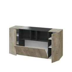Dmora Buffet 2 Portes Effet Chêne Et Bois Noir 8 Dmora Buffet 2 Portes Effet Chêne Et Bois Noir -Boutique Maisons du Monde buffet 2 portes effet chene et bois noir 2