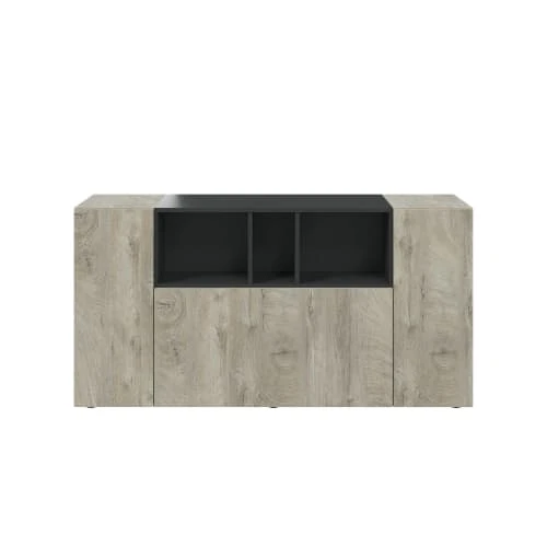 Dmora Buffet 2 Portes Effet Chêne Et Bois Noir 5 Dmora Buffet 2 Portes Effet Chêne Et Bois Noir – Image 5