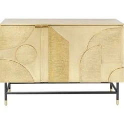 Kare Design Buffet 2 Portes En Acier Et Manguier Massif Recyclé Doré