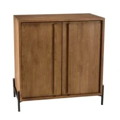 MACABANE Buffet 2 Portes En Bois De Teck Recyclé Pieds En Métal Noir
