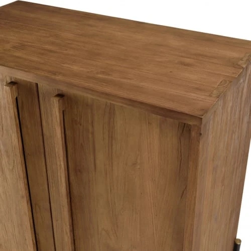 MACABANE Buffet 2 Portes En Bois De Teck Recyclé Pieds En Métal Noir 4 MACABANE Buffet 2 Portes En Bois De Teck Recyclé Pieds En Métal Noir – Image 4