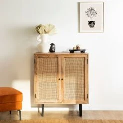 Alternative view of Drawer Buffet 2 Portes En Bois Et Cannage L85cm Bois