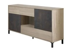 Dmora Buffet 2 Portes En Chêne Et Effet Bois D'oxyde