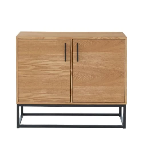 Drawer Buffet 2 Portes En Métal Et Bois Clair 1 Drawer Buffet 2 Portes En Métal Et Bois Clair