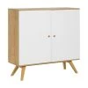 CALICOSY Buffet 2 Portes Et 6 étagères Intérieures L120 Cm - Blanc