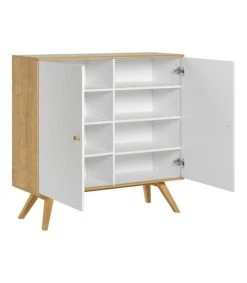 CALICOSY Buffet 2 Portes Et 6 étagères Intérieures L120 Cm - Blanc -Boutique Maisons du Monde buffet 2 portes et 6 etageres interieures l120 cm blanc 2