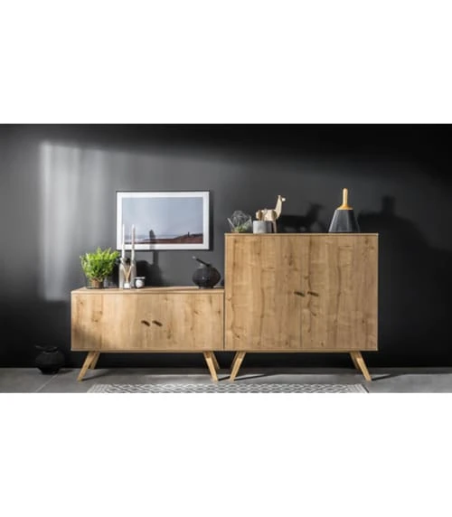 CALICOSY Buffet 2 Portes Et 6 étagères Intérieures L120 Cm - Marron 2 CALICOSY Buffet 2 Portes Et 6 étagères Intérieures L120 Cm - Marron – Image 2
