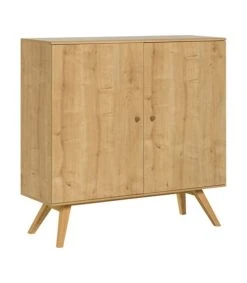 CALICOSY Buffet 2 Portes Et 6 étagères Intérieures L120 Cm - Marron