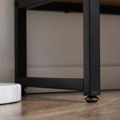 HOMCOM Buffet 2 Portes étagères Verre Trempé Fumé Métal Noir Aspect Bois 9 HOMCOM Buffet 2 Portes étagères Verre Trempé Fumé Métal Noir Aspect Bois -Boutique Maisons du Monde buffet 2 portes etageres verre trempe fume metal noir aspect bois 4