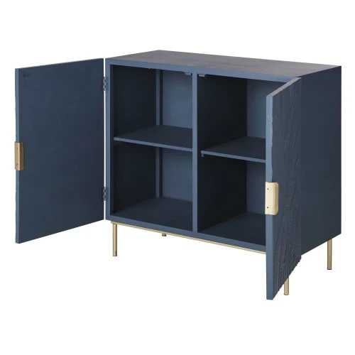 Maisons Du Monde Buffet 2 Portes Motifs Sculptés Bleus 2 Maisons Du Monde Buffet 2 Portes Motifs Sculptés Bleus – Image 2