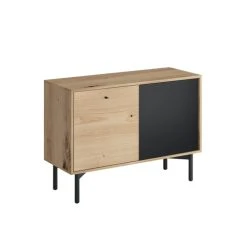 Petits Meubles Buffet 2 Portes Naturel Et Noir