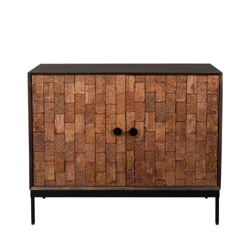 Dutchbone Buffet 2 Portes Sculptées En Bois Foncé Métal 1 Dutchbone Buffet 2 Portes Sculptées En Bois Foncé Métal