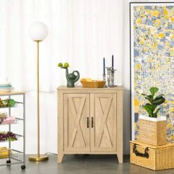 Alternative view of HOMCOM Buffet 2 Portes Style Rural Chic Aspect Bois Clair