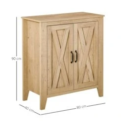HOMCOM Buffet 2 Portes Style Rural Chic Aspect Bois Clair -Boutique Maisons du Monde buffet 2 portes style rural chic aspect bois clair 2