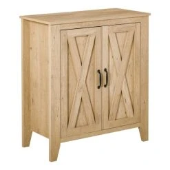 HOMCOM Buffet 2 Portes Style Rural Chic Aspect Bois Clair