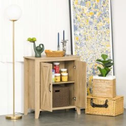 HOMCOM Buffet 2 Portes Style Rural Chic Aspect Bois Clair -Boutique Maisons du Monde buffet 2 portes style rural chic aspect bois clair 3