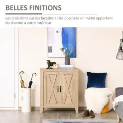 HOMCOM Buffet 2 Portes Style Rural Chic Aspect Bois Clair -Boutique Maisons du Monde buffet 2 portes style rural chic aspect bois clair 4