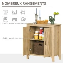 HOMCOM Buffet 2 Portes Style Rural Chic Aspect Bois Clair -Boutique Maisons du Monde buffet 2 portes style rural chic aspect bois clair 5